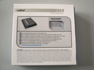 La face arrière de la boîte du M4 Crucial