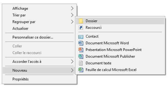 Créer un nouveau dossier Windows
