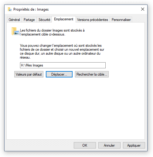 Déplacer le dossier Images