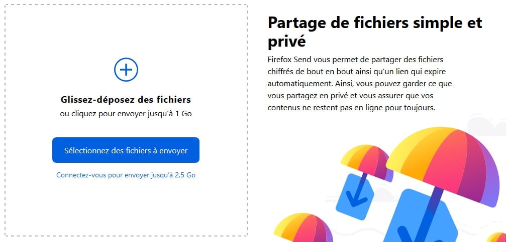 Firefox Send : partagez vos fichiers en ligne jusqu'à 2,5 Go