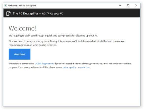 Lancement de PC Decrapifier