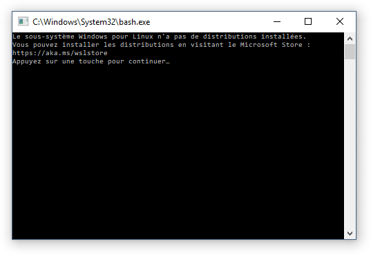 Résultat de recherche d'images pour "windows 10 bash linux aka.ms"