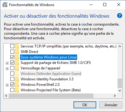 Sous-système Windows pour Linux