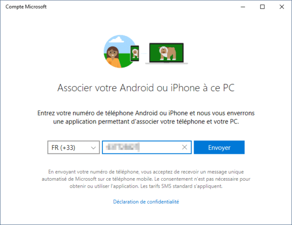 Téléphone de l'appareil à associer