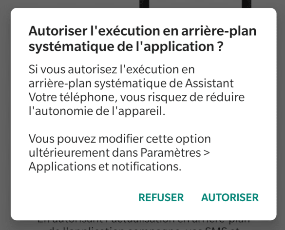 Autorisation en arrière-plan