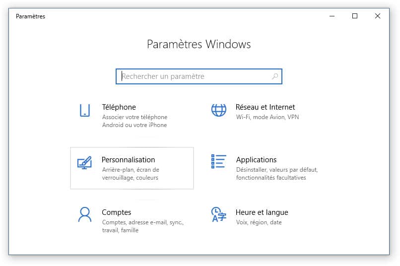 Personnalisation Windows 10