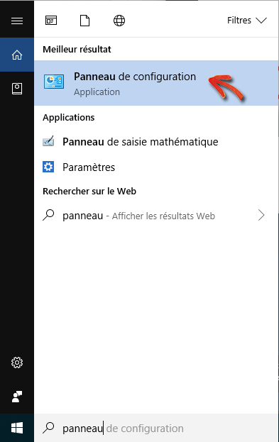 Ouvrir le panneau de configuration