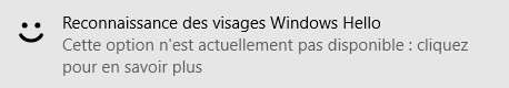 Reconnaissance faciale non supportée