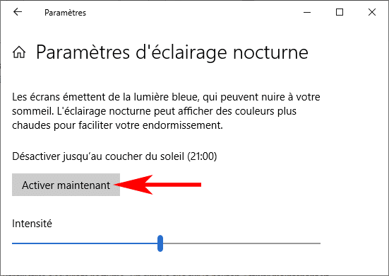 Filtre lumière bleue pc windows 10 sale