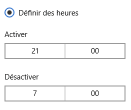 Définir les heures de l'éclairage nocturne