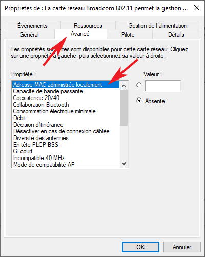 Adresse MAC administrée localement