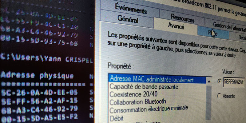 Changement adresse MAC