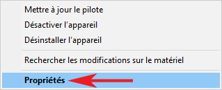 Propriétés de la carte réseau