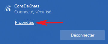 Propriétés de la connexion Internet