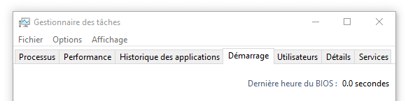 Dernière heure BIOS 0 seconde