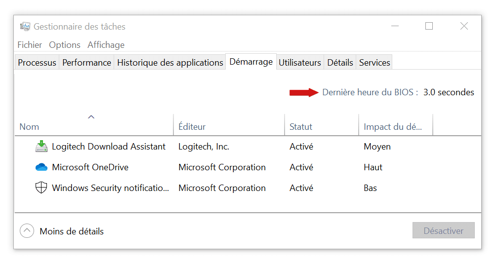 Dernière heure du BIOS