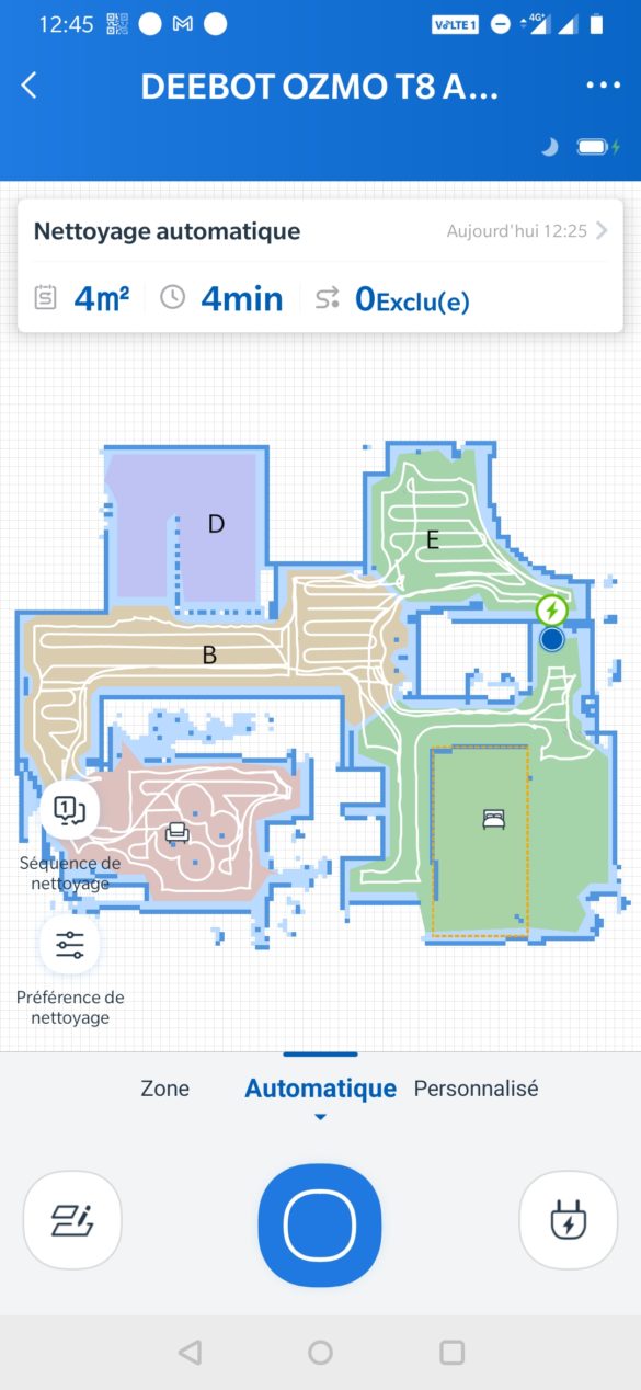 trajet du robot sur la carte