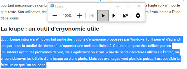 Lecture avec la loupe