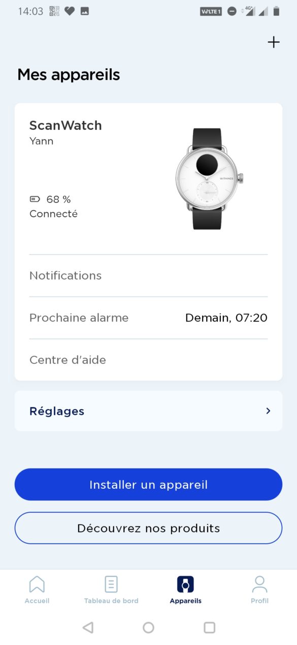 scanwatch dans Health Mate