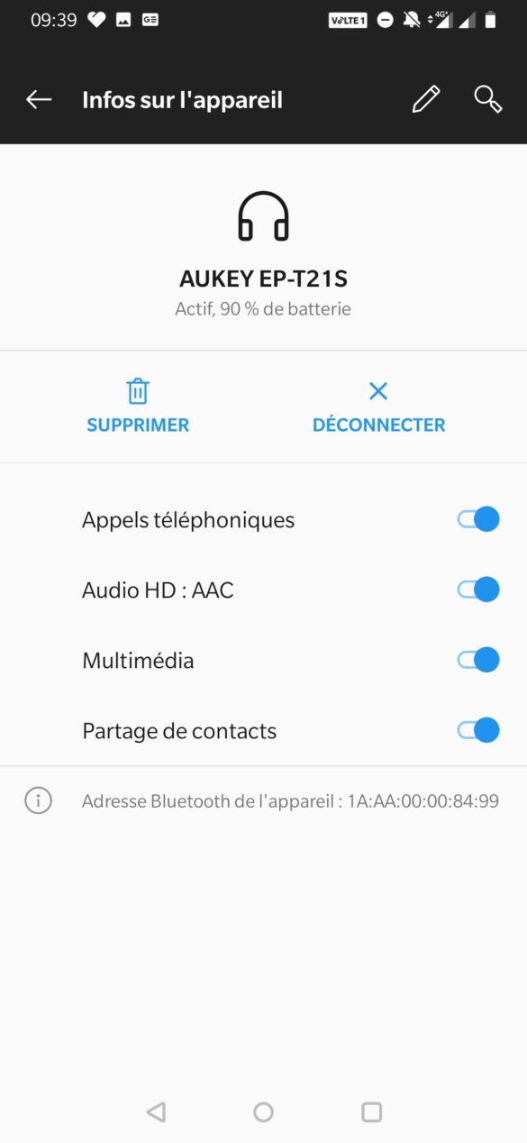 Aukey EP-T21S connectés au téléphone