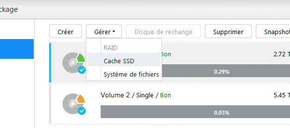 Création cache SSD - étape 1