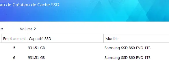 Création cache SSD - étape 3