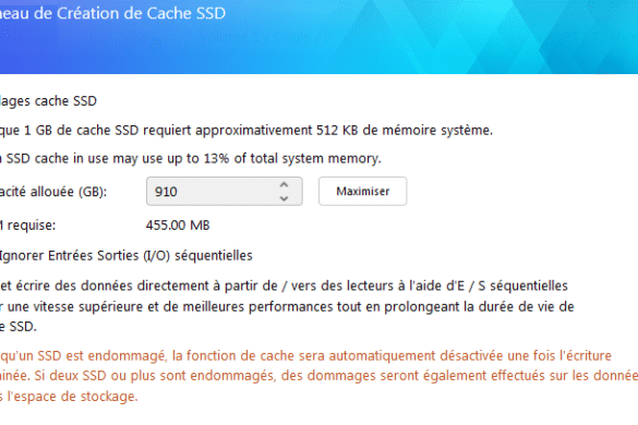 Création cache SSD - étape 4