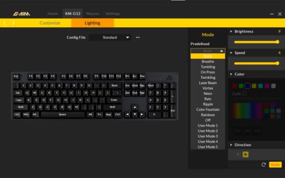 KM G12 G-aim Control Center