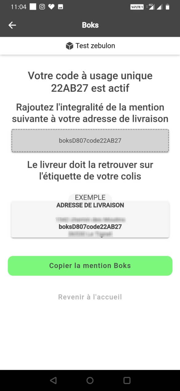 confirmation code boks