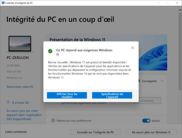 Ordinateur compatible Windows 11