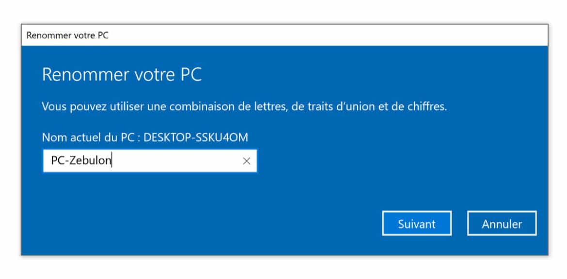 Renommer votre PC