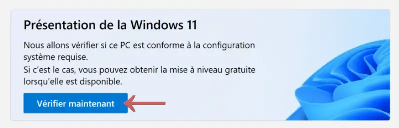 Vérification compatibilité Windows 11