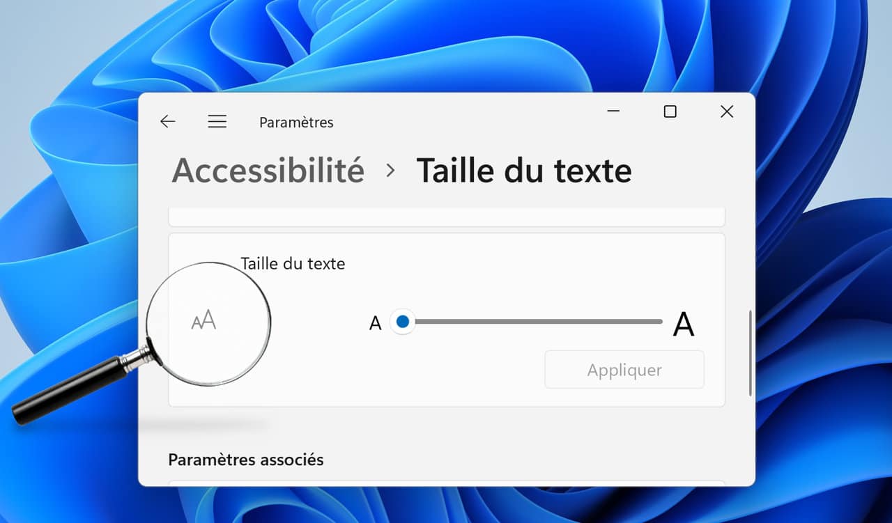 Augmenter la taille du texte à l'écran avec Windows