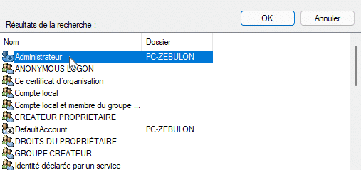 Liste des utilisateurs