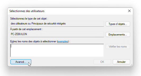 Choix d'un utilisateur