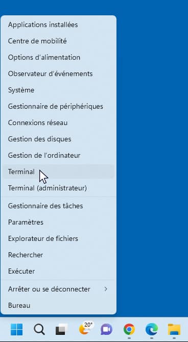 Lancer le Terminal WIndows