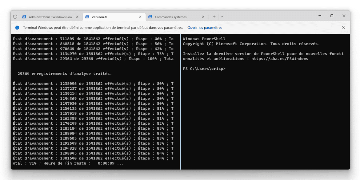 Plusieurs sessions d'invites de commandes
