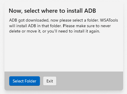 Select Folder for ADB