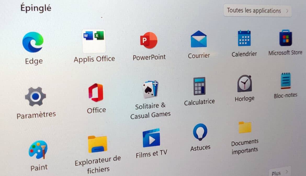 Réorganiser menu Démarrer Windows 11