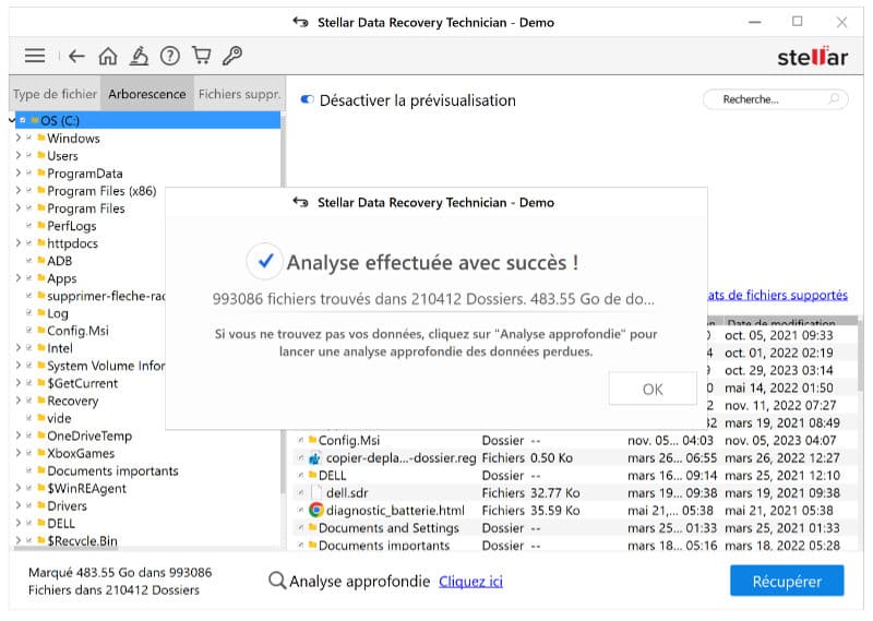 Analyse de disques terminée