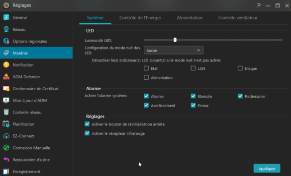 Réglages consommation
