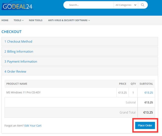 Passage de commande de clé Windows