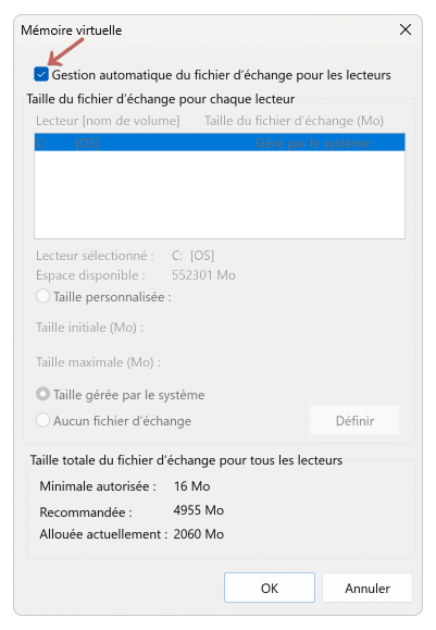 Gestion automatique du fichier d'échange