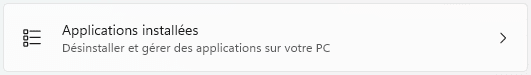 Applications installées sous Windows 11