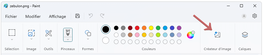 icône Créateur d'image dans la barre outils Paint