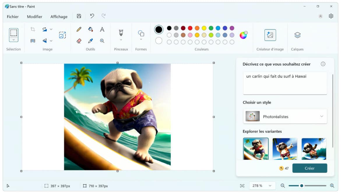 Générer une image IA dans Microsoft Paint