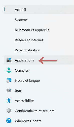 Paramètres > Applications