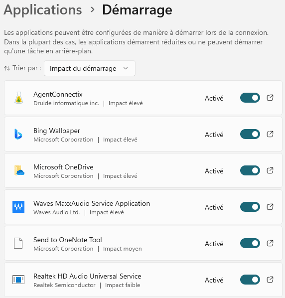 Applications qui se lancent à la connexion