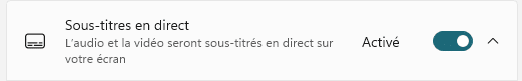 Activer les sous-titres en direct