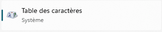 Ouvrir la table des caractères